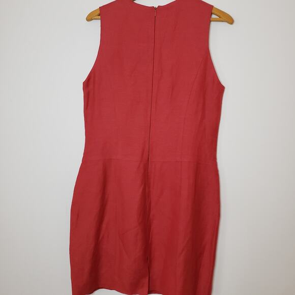 Barami Viscose Linen Rust Colored Sleeveless Shift Dress Embellished Pockets 12 - Picture 4 of 11